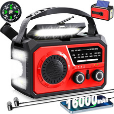 16000mAh Hand Crank Emergency Weather Radio with Wireless Speaker, 59200mWh NOAA