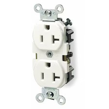 Leviton 5362-W Straight Blade Receptacle, 5-20R, 20 A, 125V Ac, 2 Pole, 3 Wire,