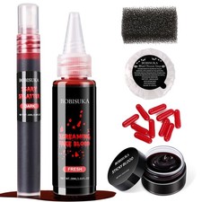 Halloween Fake Blood SFX Makeup Kit Realistic Liquid Spray, Dripping Blood,...