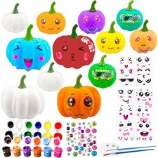 Pumpkin Decorations Halloween Crafts 12Pcs White Artificial Pumpkin Kit with ...