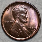 Brilliant Uncirculated 1929-S Lincoln Cent, Radiant, Red-Brown specimen.