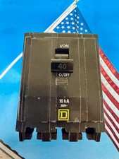 Square D Type QOB 40 Amp 3 Pole 240VAC 10kA Bolt- On HACR Circuit Breaker