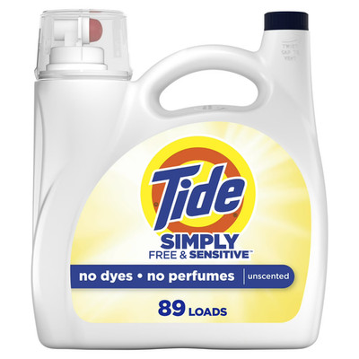 Tide Simply Liquid Laundry Detergent, Free & Sensitive, 128 Oz, 89 Loads    