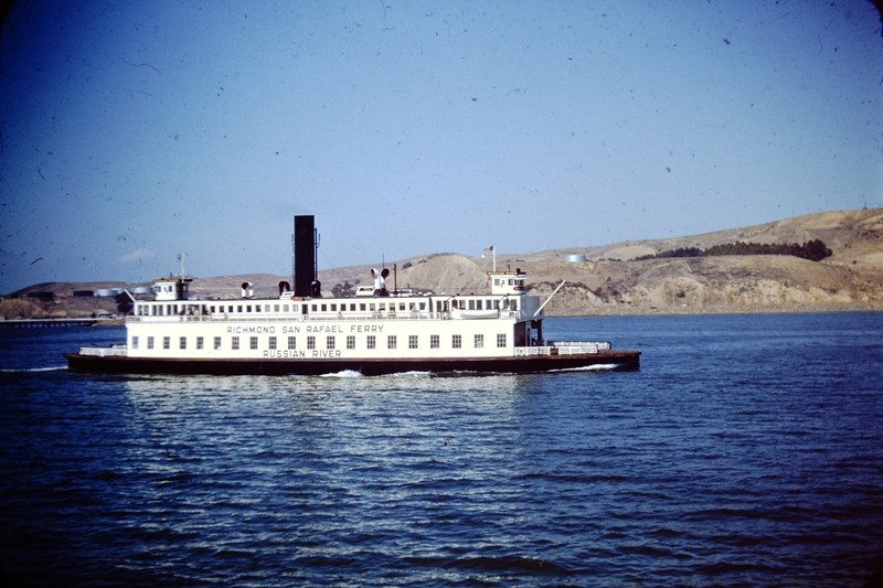 1940s Richmond–San Rafael Ferry Boat Russian River Red Border  Slide CQ-D