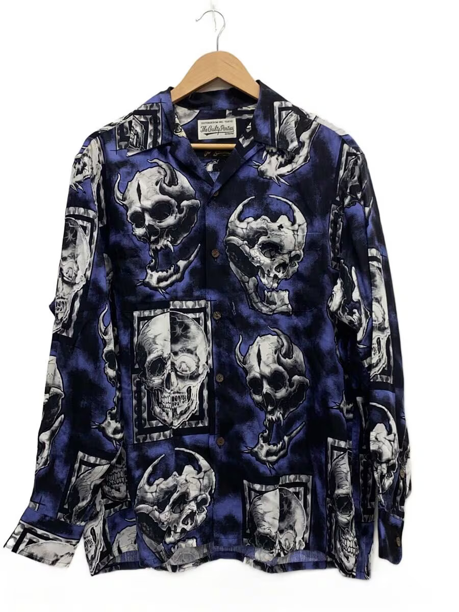 WACKO MARIA Long Sleeve Shirt/L/ /BLU/All over Pattern/56TS WM HI14