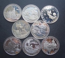 Russland 8 PP Münzen 3 Rub. 1991 - 1994