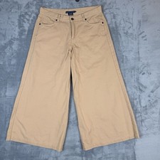 Ralph Lauren Womens Pants Sz 10 Tan Khaki Blue Label Wide Leg Palazzo Wool Blend