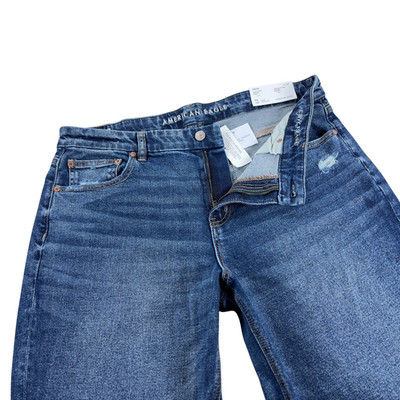 American Eagle Curvy Straight Jeans Plus Size 16 Short High-Rise Distressed NWT