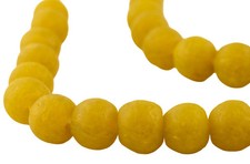 Yellow Recycled Glass Beads 18mm Ghana African Sea Glass Round Large Hole