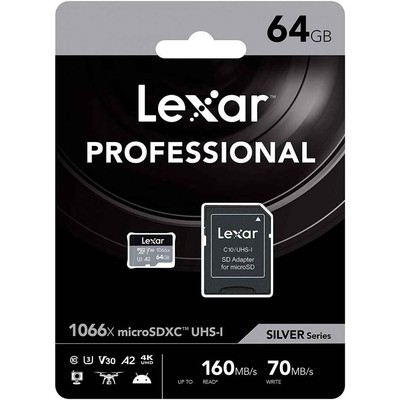 Lexar Microsdxc 64GB Silver Series 1066x UHS-I U3