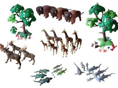 Playmobil Zoo - Elch - Giraffe - Hammerhai - Hai - Krokodil - Baum (20cm