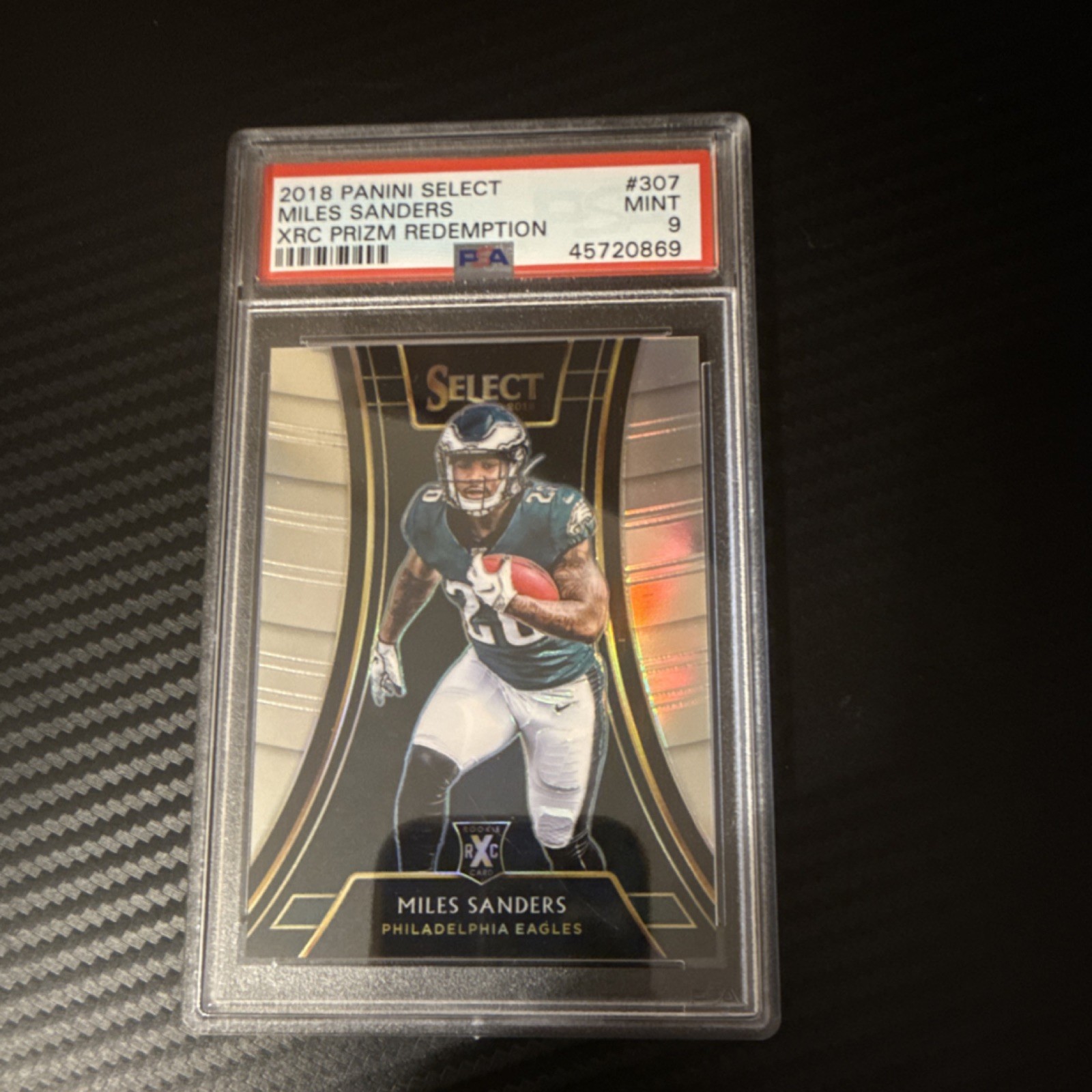 Panini Select 2018 Miles Sanders #307 Rookie XRC Prizm Redemption PSA 9 Eagles