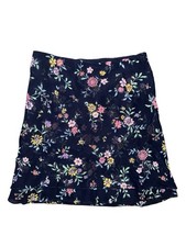 VTG Ralph Lauren Size 12 Navy Floral A-Line Skirt Lined Midi Cottagecore USA