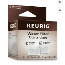 Keurig Water Filter Cartridges 2-Pack for Reservoir Coffee Makers, Gray