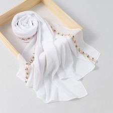 Women Chiffon Embroidery Long Scarves Headscarf Muslim Hijab Shawl Wrap Stole