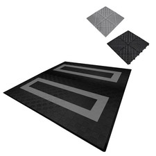 Image of Monster Shop Vented Garage Floor Tiles With Edges – 165 Black & 60 Grey