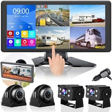 4K RV Backup Camera System 10.36" Quad Split Touch Screen Monitor with 4 1080...