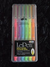 Marvy Uchida LePen Neon Colors Quick Drying Vivid Colors 6 Pack Pen Set - 0.3 mm
