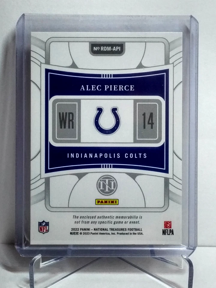 2022 Panini National Treasures - Alec Pierce RC Dual Patch /99 #RDM-API Colts - Image 2 of 2