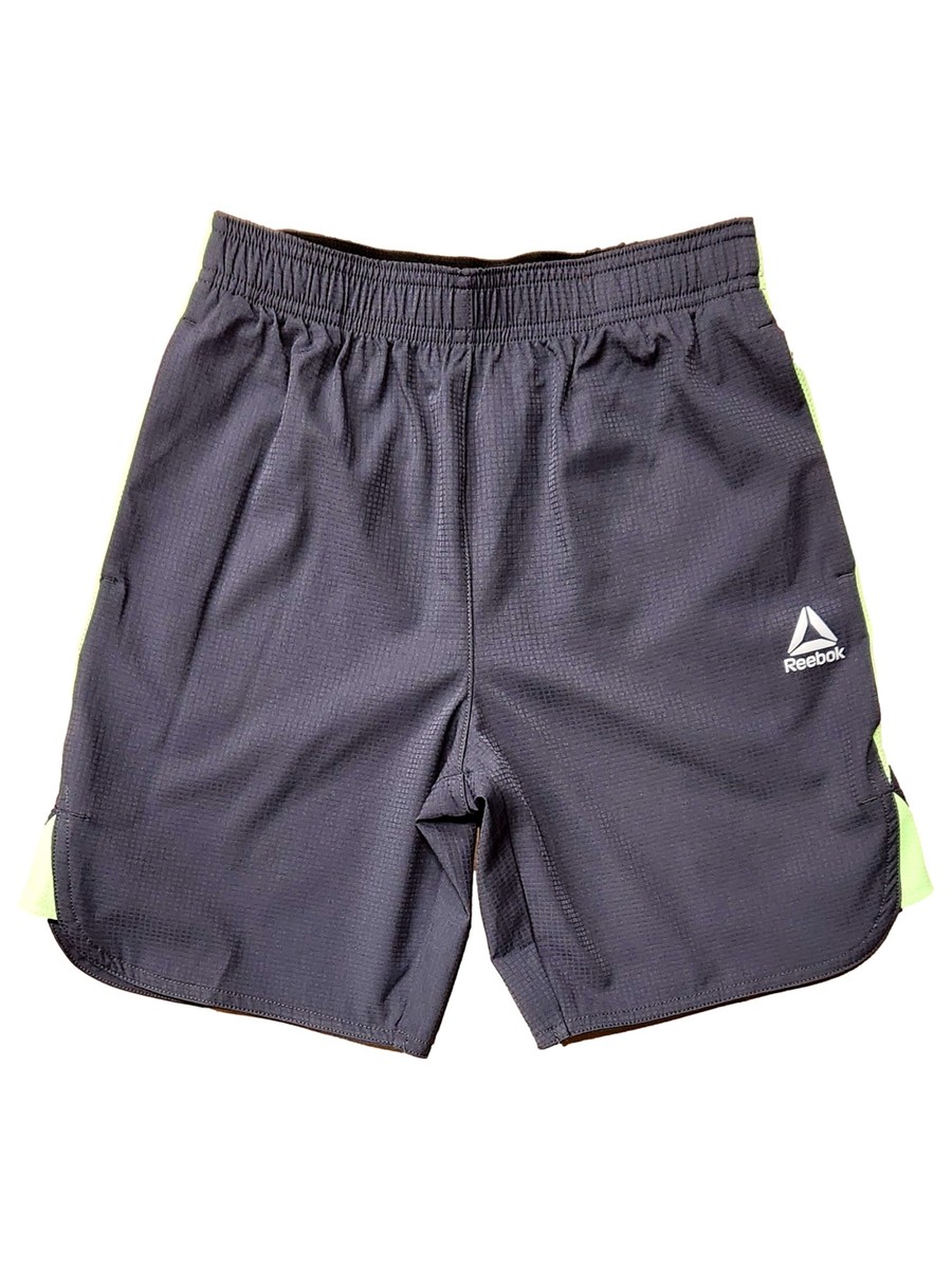 【REEBOK】 SETUP ★ Stretch Piste & Shorts ★セットアップ Reebok Boys Gray & Lime Green Zipper Pocket Athletic