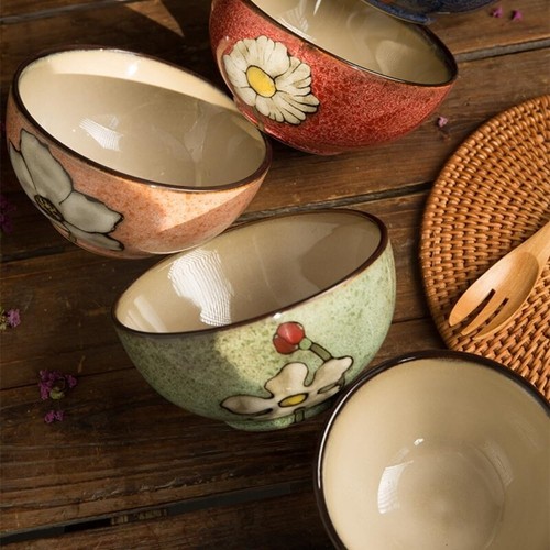 Ceramic Bowl Set 4 PCS Dishwasher Microwave Oven Safe Cereal Salad Pasta Soup US - Picture 4 of 7