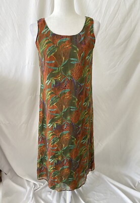 Vintage 90’s Robbie Bee Petite 100% Silk Shift Midi Dress 8P