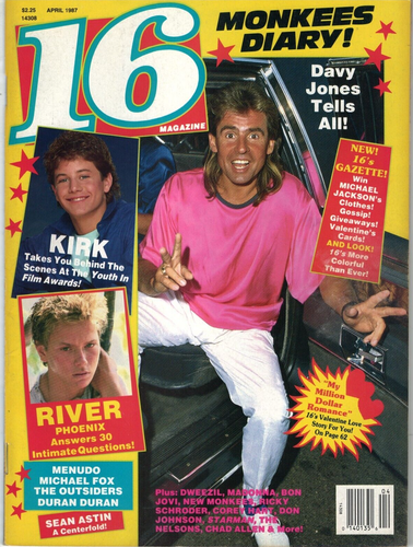 16 Magazine April 1987 Monkees Bon Jovi NKOTB Duran A-Ha Dweezil Zappa Outsiders