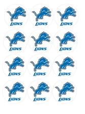 12 Detroit Sports Edible Image rounds, dessert images, Wafer paper, pre cut