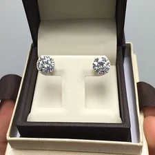 4.00 CT Stud Diamond Earrings For Men and Women Round Brilliant Man Made 14k