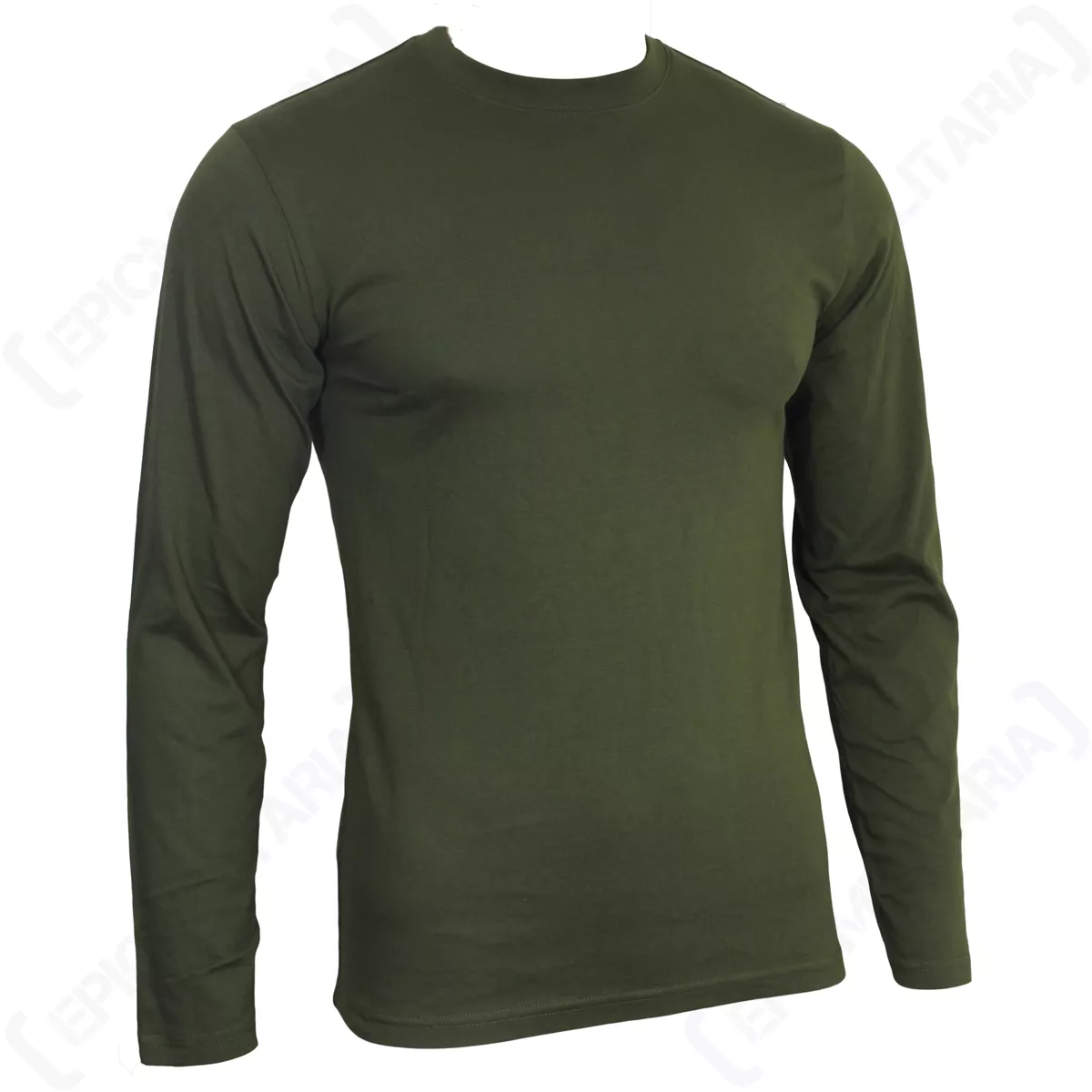 OLIVE GREEN Long Sleeve Military Cotton Top T Shirt 100