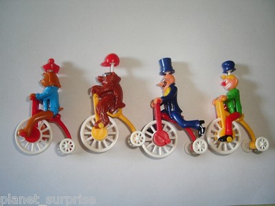 KINDER SURPRISE SET - CIRCUS FUNNY PENNY-FARTHING BICYCLES - FIGURES TOYS