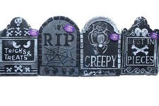 Set of 4 Polyfoam Tombstones Halloween Yard Decorations