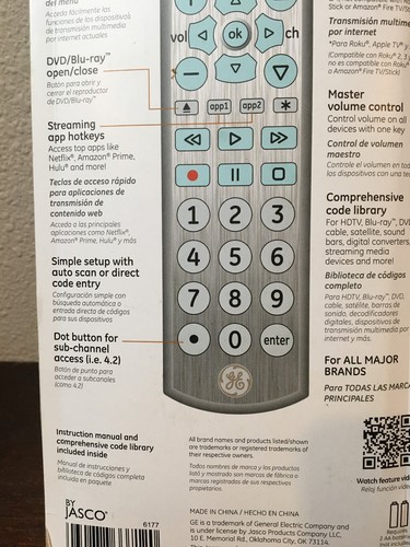 UltraPro Universal Remote, New, 6 Device, Big buttons, Backlit, Sealed, 33712 GE - Picture 6 of 6