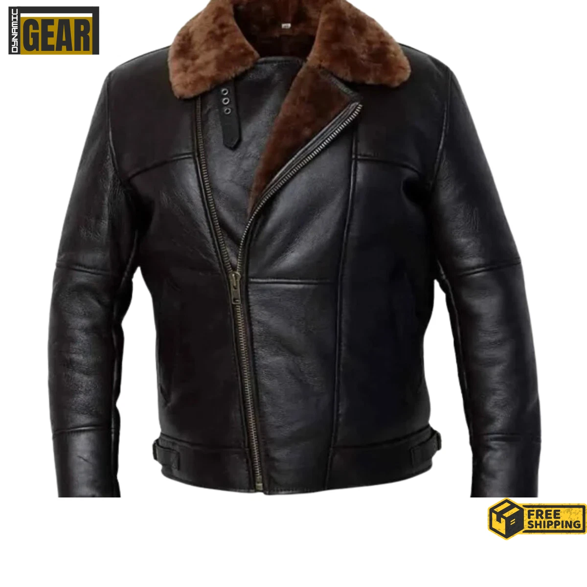 B3 RAF Men's Bomber Aviator Fur Irvin Real Shearling Leather Jacket Coat