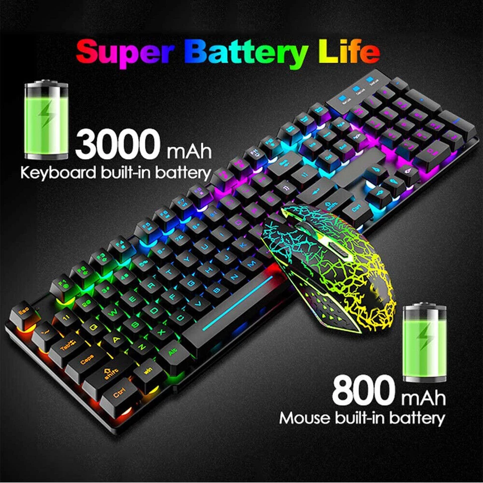 Wireless Keyboard and Mouse Set ,Mechanical Feel gaming keyboard ,Rechargeable - Image 3 of 4