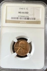 1940 S Lincoln Cent NGC MS 66 RD