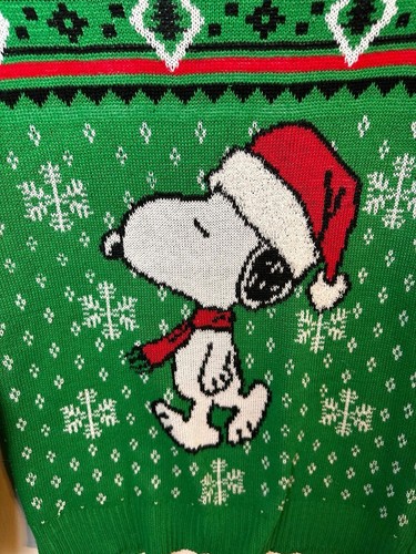 Peanuts Kids Christmas Sweater Green Snoopy Charlie Brown Kids Size Small (3-5) - Picture 6 of 7