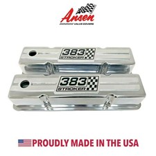 383 Stroker Small Block Chevy Tall Valve Covers - Raised Billet Top - Polished