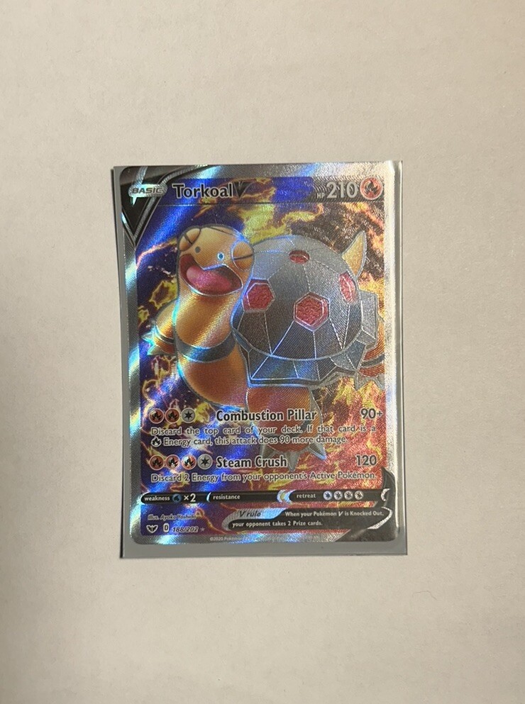 Torkoal V 188/202 Sword & Shield NM Full Art Ultra Rare Pokemon Card