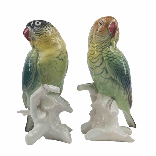 Karl Ens Volkstedt Love Birds Parrots Hand Painted Porcelain Figurines h15cm