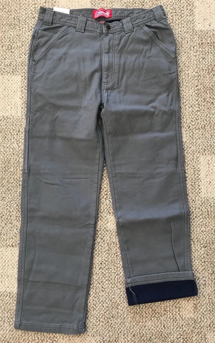 Mens Coleman Fleece Lined Carpenter Work Pants Lead Grey Size 40 X 32  Stretch