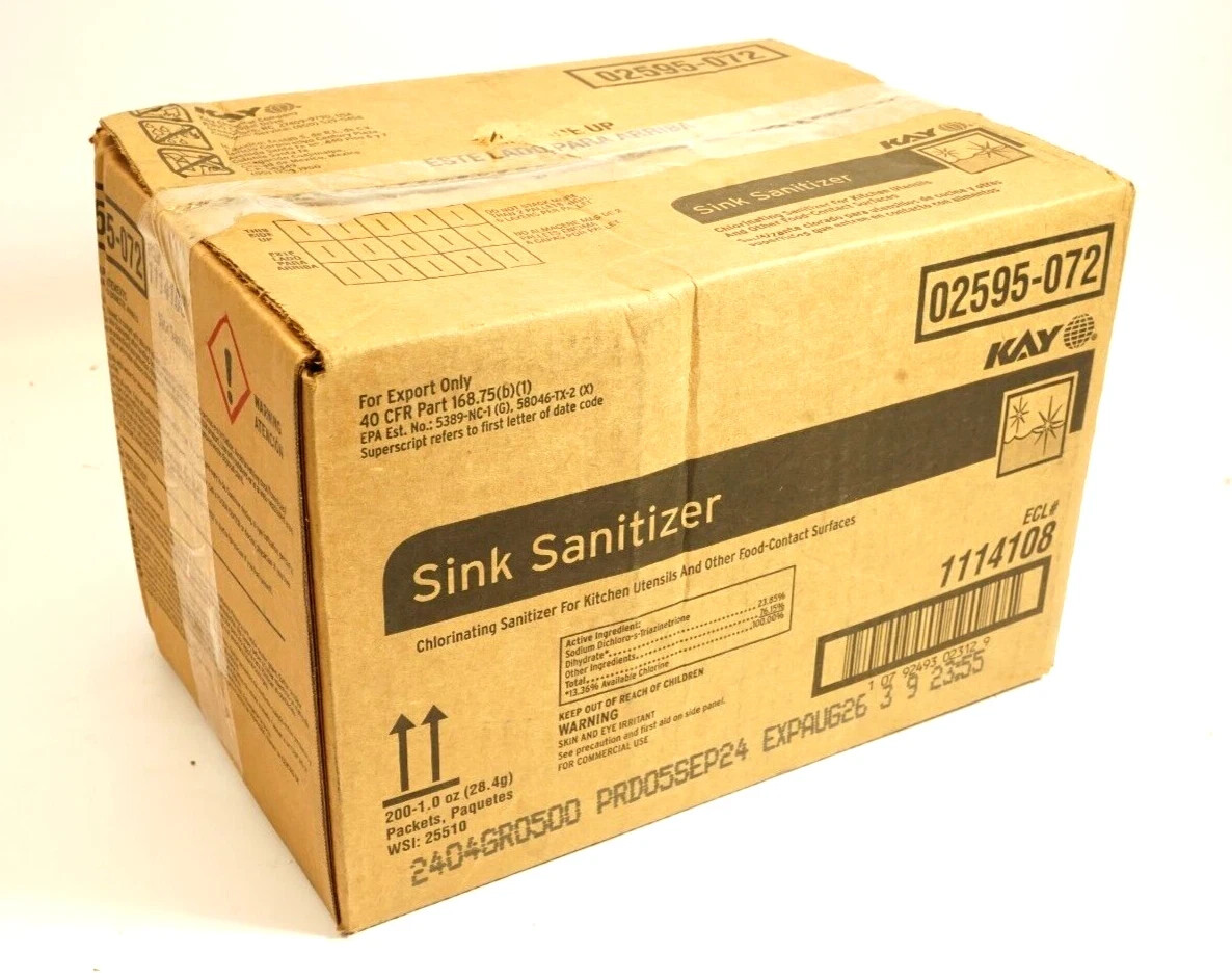Kay 02595-072 commercial sink sanitizer Box of 200 1 oz packets