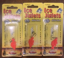 3 Packs Northland Lethal Hot Neon Super-Glo Ice Fishing Jiglets Orange 1 1/8”