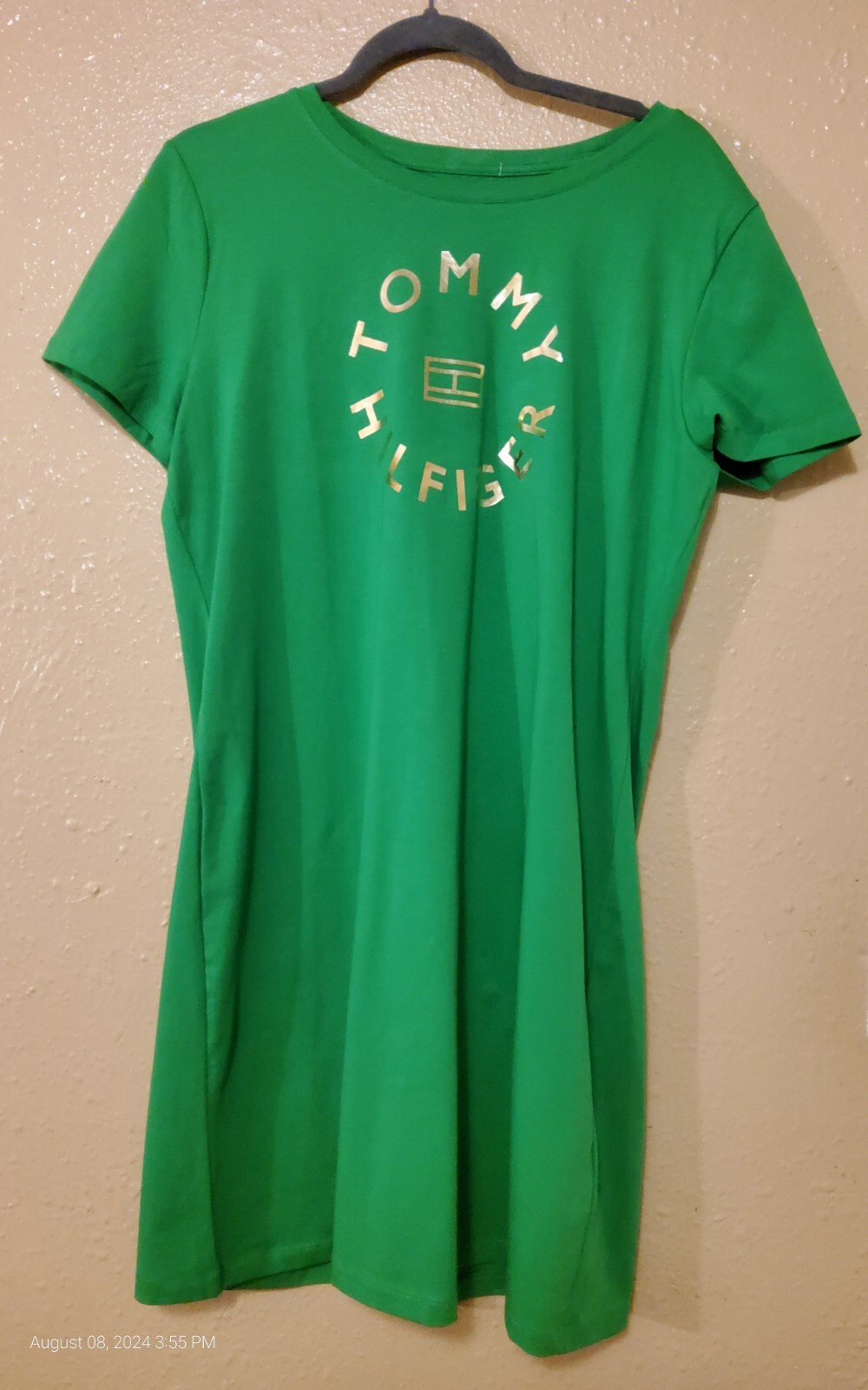 Tommy Hilfiger Kelly Green T-Shirt Dress Size L Casual Comfort Fit