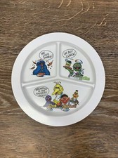 Vintage Sesame Street Artisan Ware Divided Child's Plastic Plate Muppets Oscar