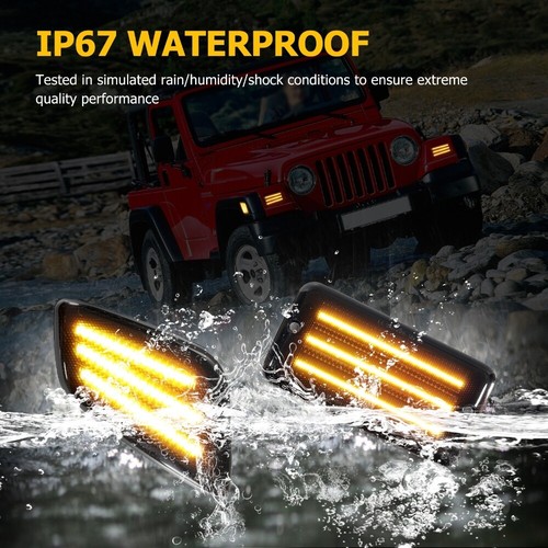 Kits de 2 luces LED laterales de señalización de giro para parachoques para Wrangler TJ 1997-2006 - Imagen 4 de 12
