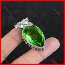 925 Sterling Silver Peridot Gemstone Sister August Birth Vintage Pendant Jewelry