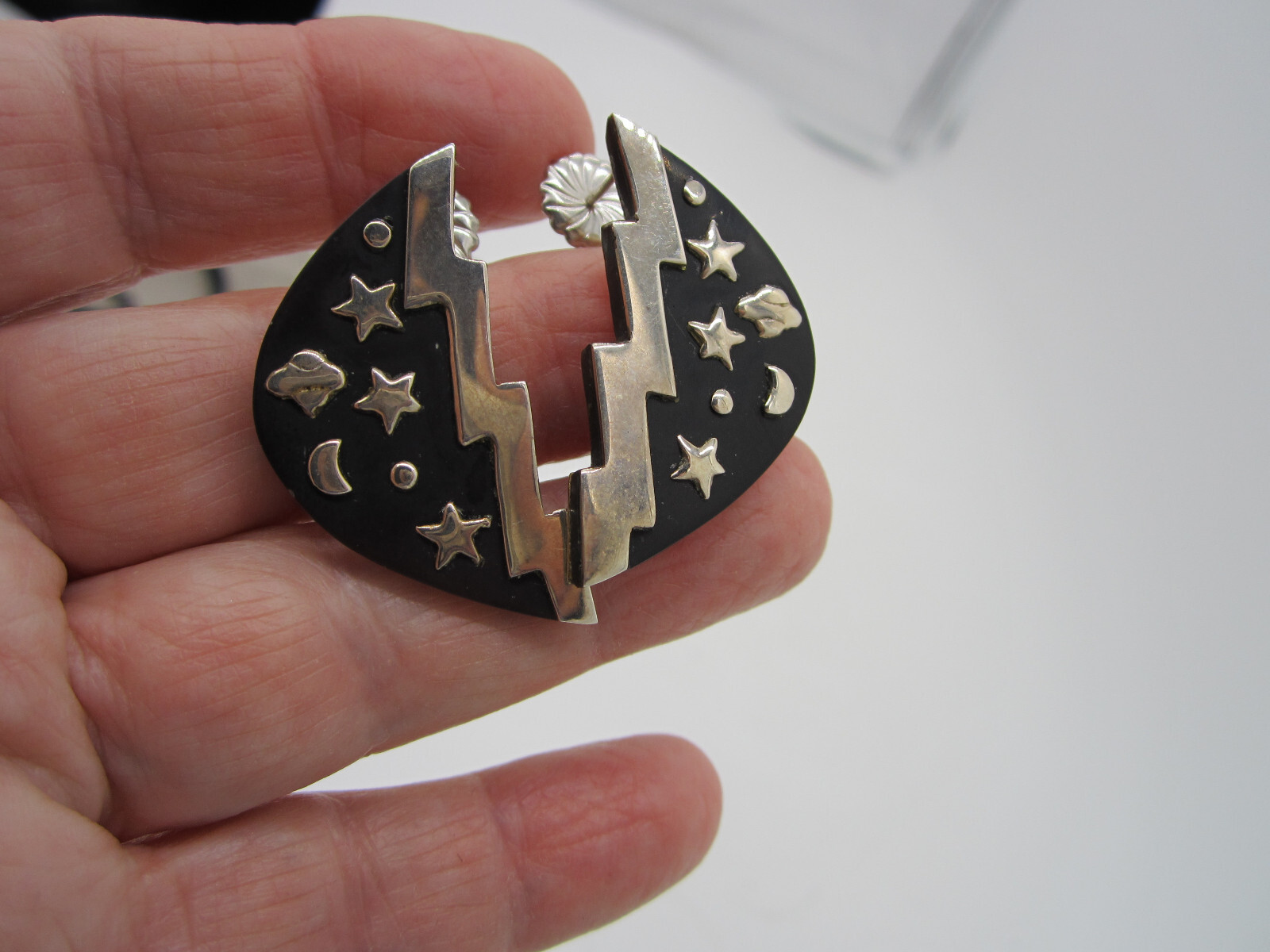 Vintage ZEALANDIA Sterling Silver Star Moon Saturn Celestial Pierced