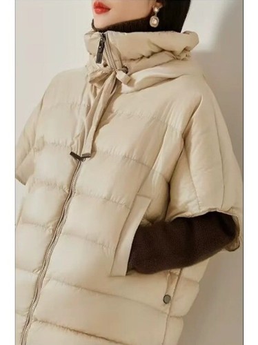 Gilet piumino smanicato puffer coats gilet semplice con cappuccio piumino corto gilet - Foto 5 di 25