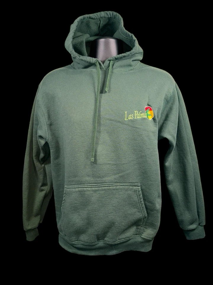 Sudadera con Capucha Verde Bordada Vintage Las Palmas Supermercados Talla Mediana Foto 2 de 4